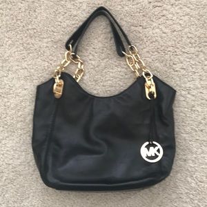 Black calf skin Michael Kors shoulder bag